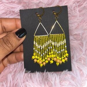 Soft yellow and white Fringe Earrings